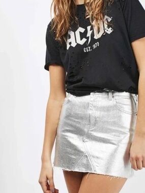 Silver Metallic Women's Mini Skirt